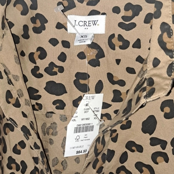 J. Crew XS Leopard Print Button Down Shirt Blouse Animal Print NWT B25#3 - Picture 3 of 9
